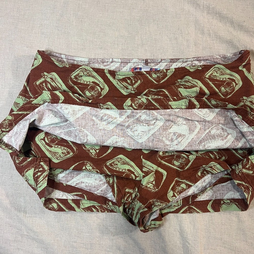 Urban Outfitters Sardine Skort Womens M Linen Fish Print Low Rise Coastal Y2K - Picture 4 of 8